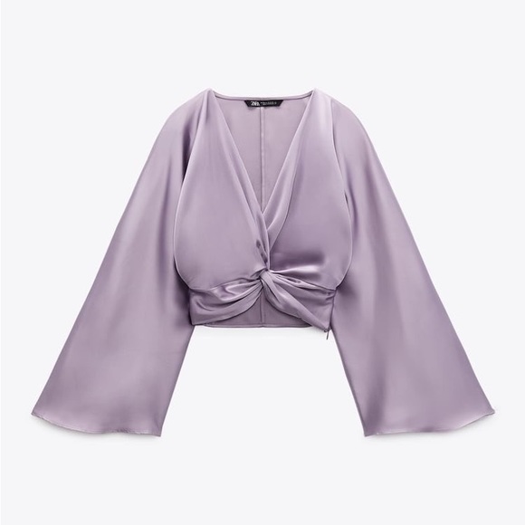 Zara Tops Zara Knotted Satin Top Poshmark